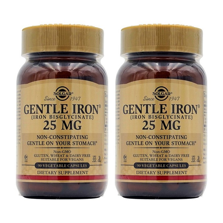 솔가 젠틀 철분 25mg 베지터블 캡슐, 90정, 2개