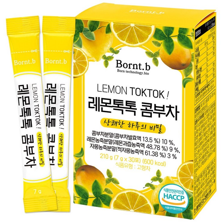본트비 레몬톡톡 콤부차 레몬맛 분말, 7gx30포