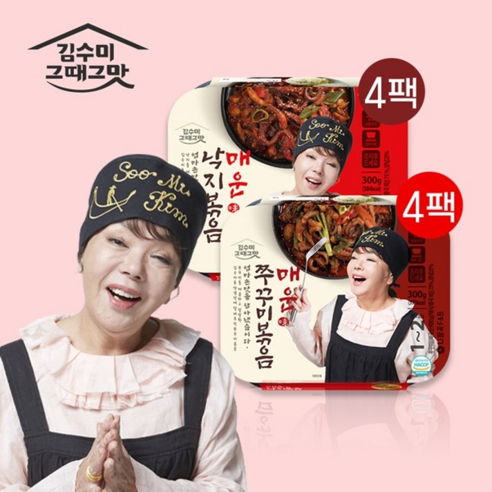 그때그맛 김수미 낙지볶음 300g*4팩 + 쭈꾸미볶음 300g* 4팩