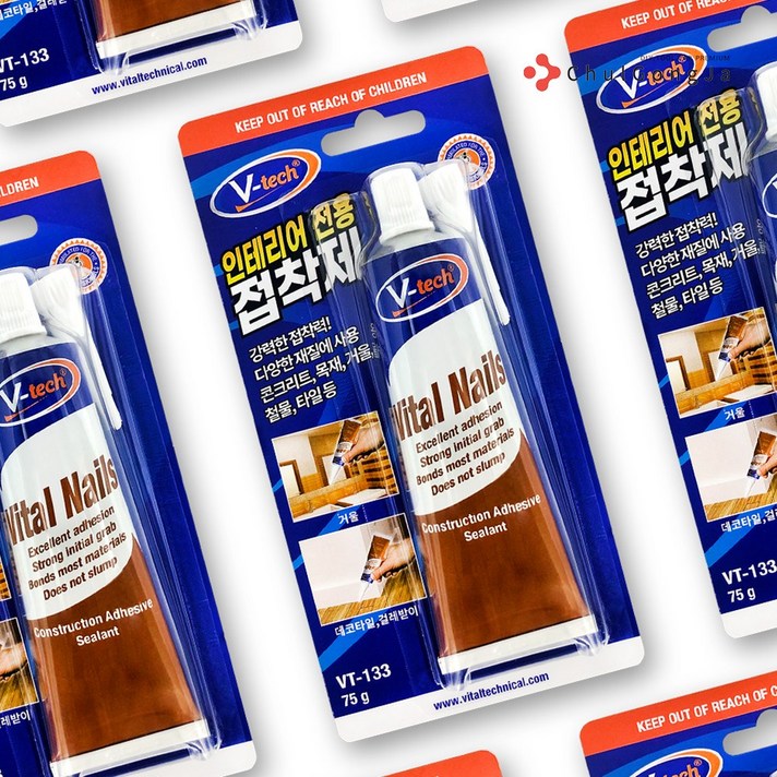 철공자 브이텍 인테리어 접착제 데코 타일 강력 접착제 장판 마루 들뜸 보수 본드 거울 목공 몰딩, 1개