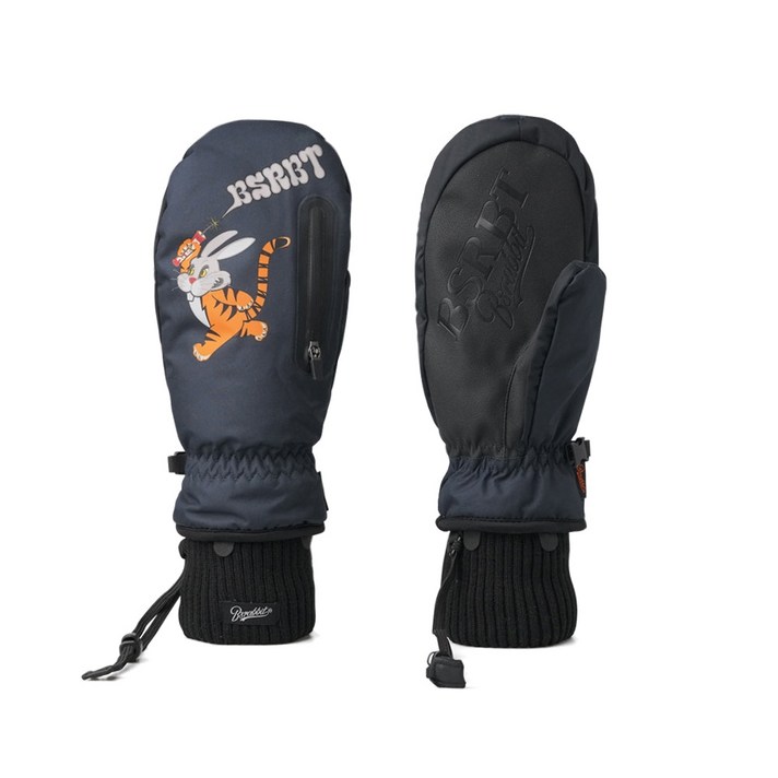 비에스래빗 2324 BSRABBIT BOMB TIGER RABBIT ZIPPER POCKET GLOVE NAVY 스노우보드 장갑, M