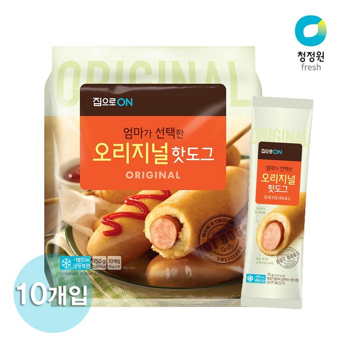 집으로ON 오리지널 핫도그 750g (75gx10개), 단품