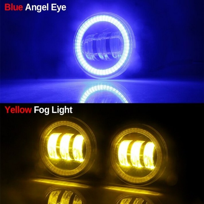 자동차 안개등 2 x car angel eye fog light assembly for nissan teana 2004-2018 auto led lens fog daytime, 협력사, 노란색과 파란색
