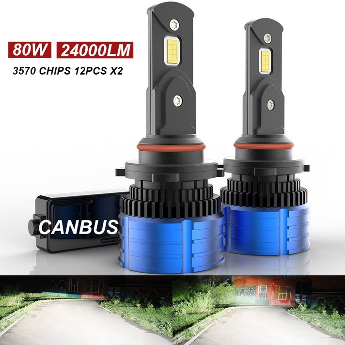 2pcs H4 H7 Led Canbus 오류 12V 미니 H1 H8 H9 H11 헤드 라이트 범용 24000LM 9005, 6000K