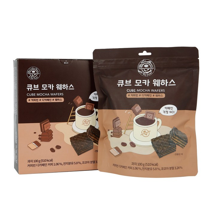 커피빈 커피빈 큐브 모카 웨하스 100g 디카페인 웨하스, 단품, 단품