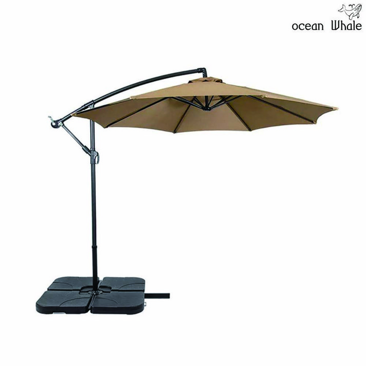 Ocean Whale 초대형 가든 원형 파라솔 + 4piece 물통 받침대 세트, 와인,블랙