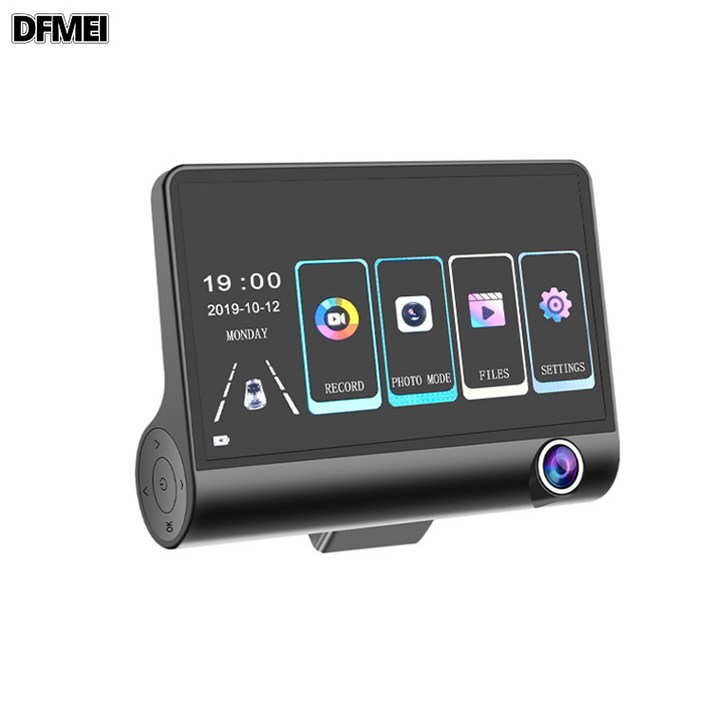 DFMEI 터치 트리플 블랙박스 고화질 1080P 차량 내·외차 후면 트리플 카메라 동시 후진 영상 녹화, 4인치터치버전(차량앞+내부+차량뒤)
