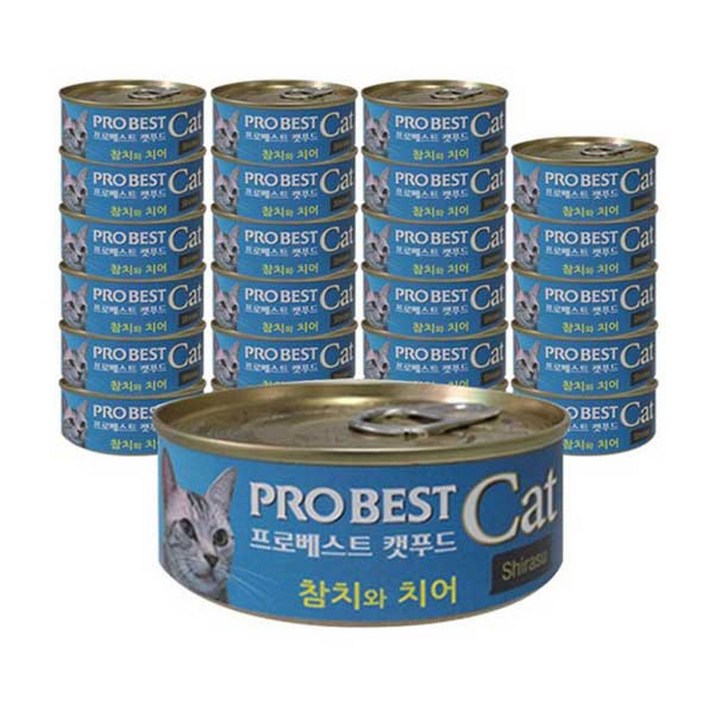프로베스트 캣푸드 고양이캔80g x 24개, 참치와치어