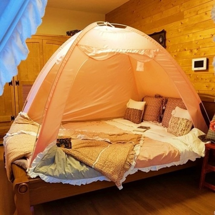 산토초이 난방텐트 1인용 2인용 3인용 원터치 침대텐트 수면텐트 거실텐트 방풍텐트, 2021-핑크
