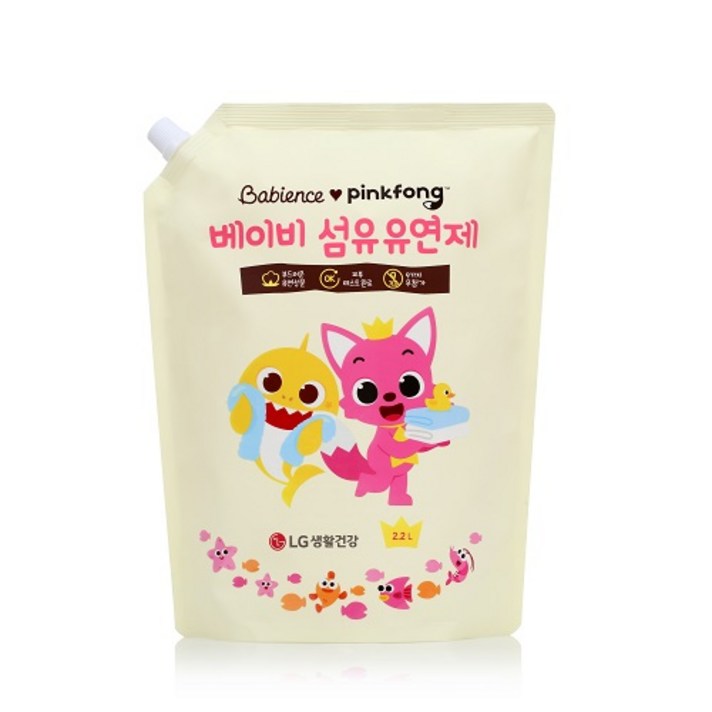베비언스 핑크퐁 베이비 섬유유연제 은은한 파우더향 리필, 2200ml, 3개