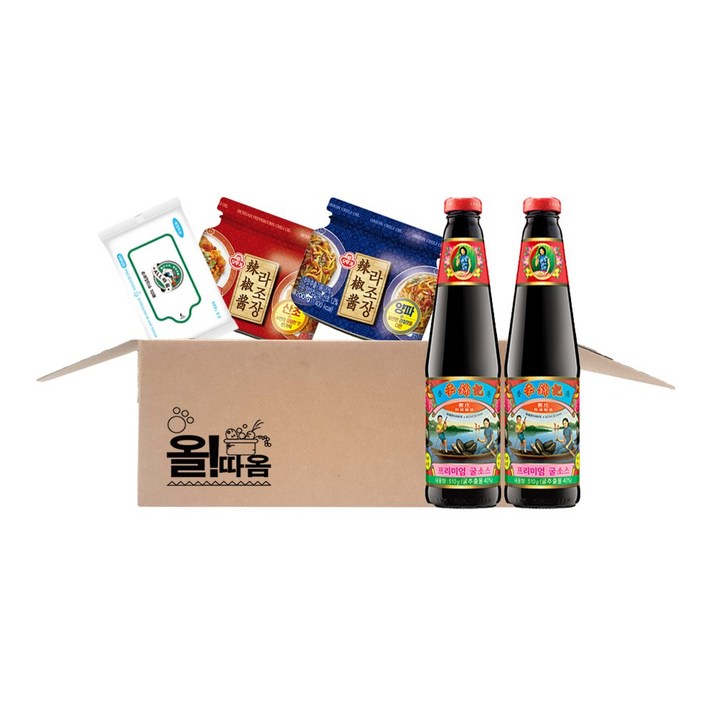 오뚜기 라조장 양파200g 1개+산초200g 1개+이금기프리미엄굴소스255g 2개+올따옴 손소독물티슈 10매 1입, 라조장 양파 산초 1개씩+이금기소스2개+손소독티슈1