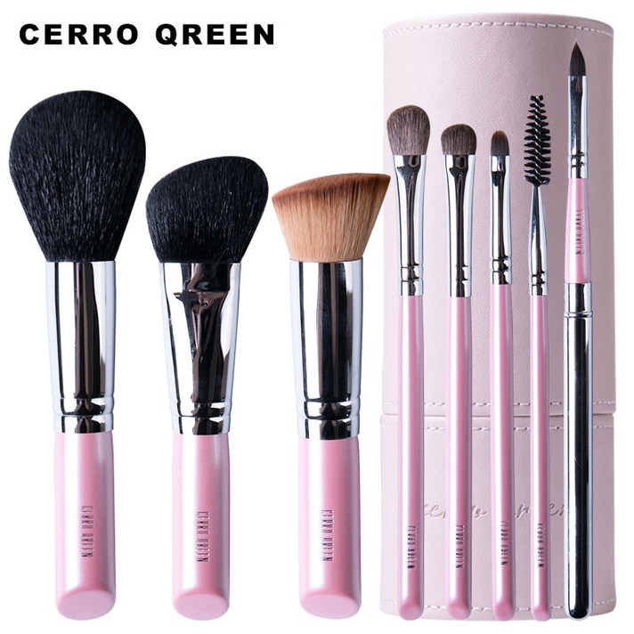 CERROQREEN 8즈 동물 털 메이크업 도구 풀세트 아이섀도 립브러시, 양털 울, 분홍색