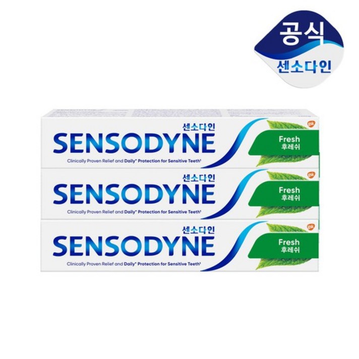 센소다인 후레쉬 치약 민트향, 100g, 3개