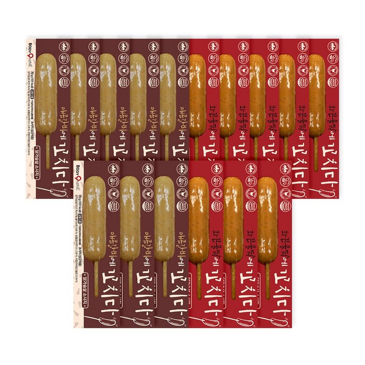 바디나인 닭가슴살 소시지 매콤갈비 70gx8팩 + 화끈불닭 70gx8팩, 16팩
