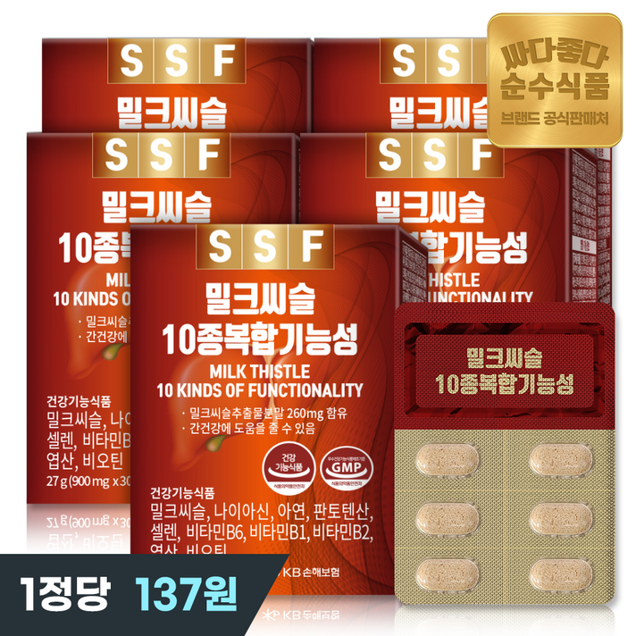 순수식품 밀크씨슬, 30정, 27g, 5개