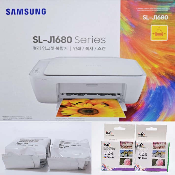 삼성 SL-J1680 가정용 블랙 컬러 잉크젯 복합기 프린터 대용량잉크, J1680+특대용량 재생잉크(블랙잉크전용)
