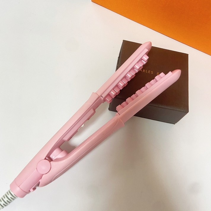 미니 무선 고데기 불륨고데기 뿌리볼륨 뽕 봉 웨이브, 벌룬 용기—연핑크