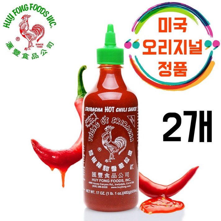 허이펑 닭표 스리라차 핫 칠리 소스, 482g, 2개