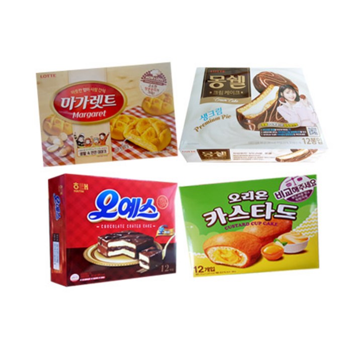 인기제품 구성4개1세트(오리온카스타드+오예스+마가렛트+몽쉘)