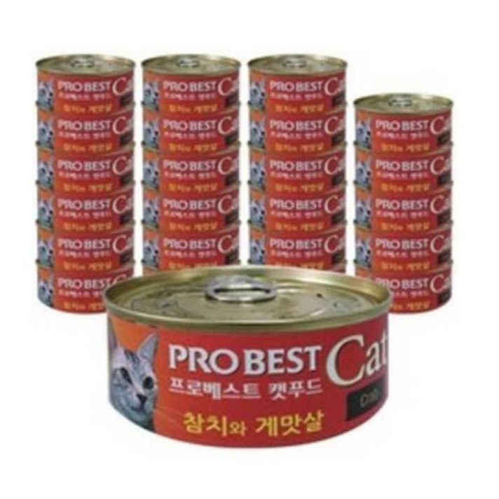 프로베스트 캣푸드 고양이캔80g x 24개, 참치와게맛살
