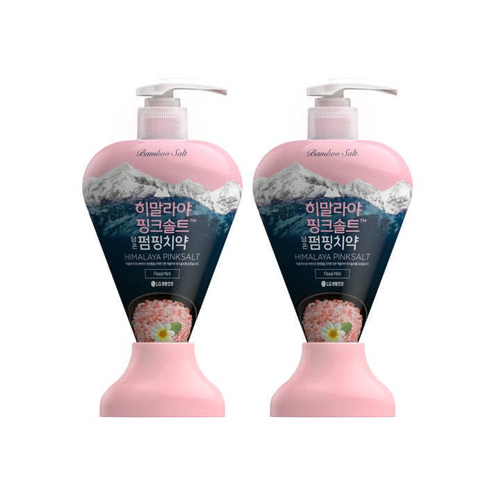 죽염 히말라야 핑크솔트 담은 펌핑 치약 플로럴민트, 285g, 2개