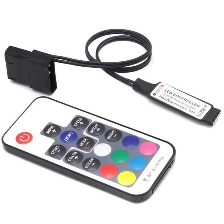 Retemporel RF17 키 원격 DC 12V 무선 대형 4 핀 RGB 컨트롤러 용 PC 컴퓨터 케이스 5050 LED 스트립 라이트, 1개