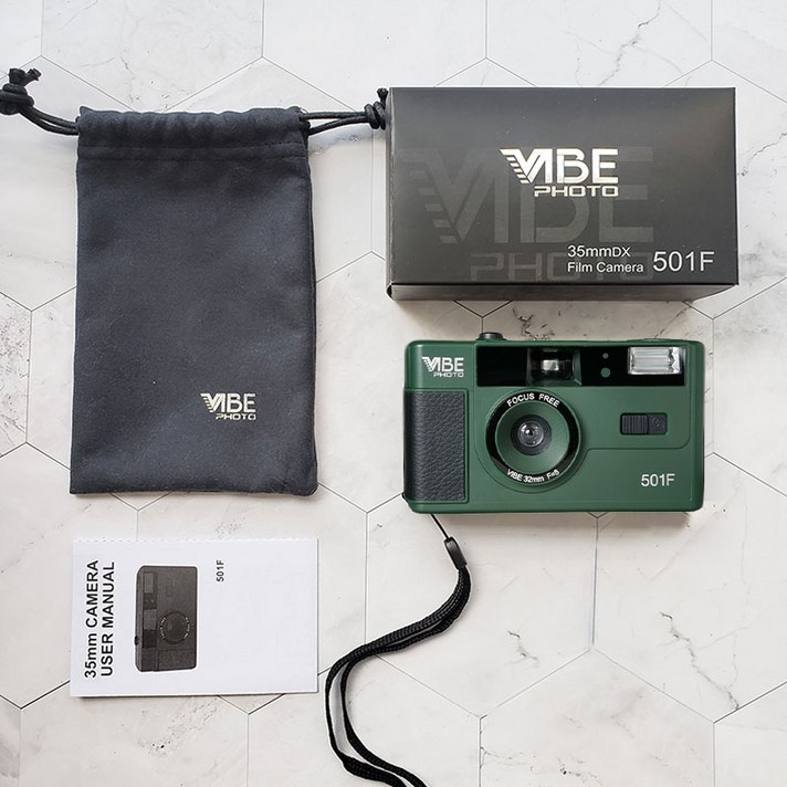 VIBE 바이브 501F 독일 입문용 레트로 빈티지 필름카메라 32mm 블랙 베이지 레드 핑크 딥그린