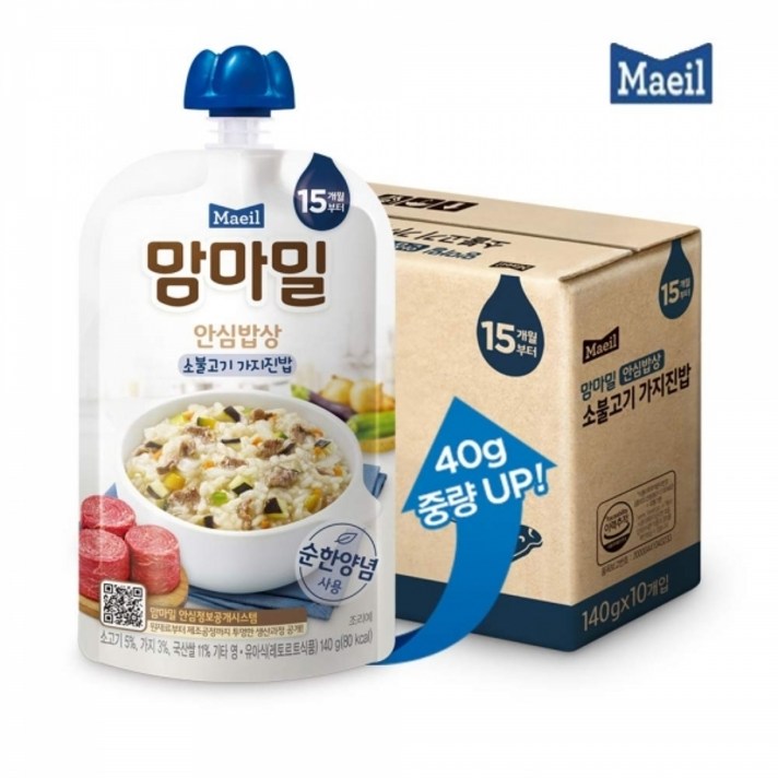 매일유업 맘마밀 15개월 소불고기가지 140g 10팩, 단품