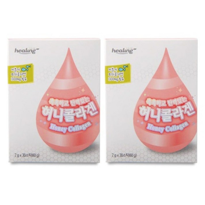 힐링 허니피쉬콜라겐 30포x2박스 건강식품 뷰티푸드 분말 먹는콜라겐 아카시아 꿀 레몬농축분말 비타민 GPH 함유, 2box, 30스틱
