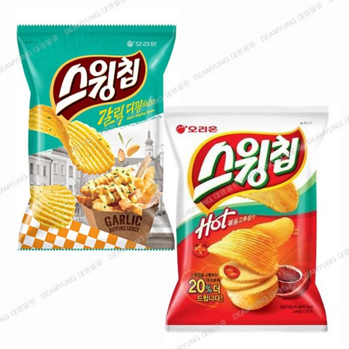 오리온 스윙칩 갈릭디핑소스맛 +볶음고추장맛 60g+ 사은품젤리증정, 1세트