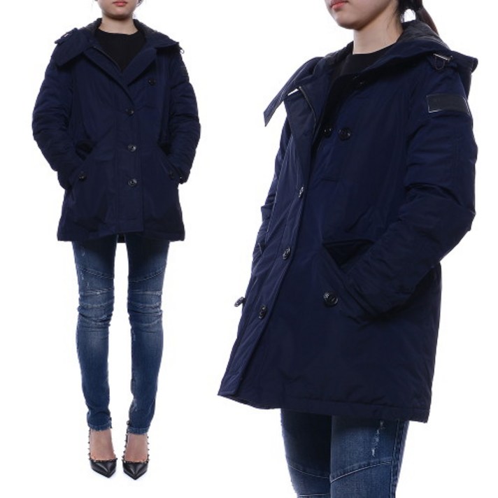 버버리 18SS 여성 후드 쇼트 트렌치코트 4062405 NAVY 18S