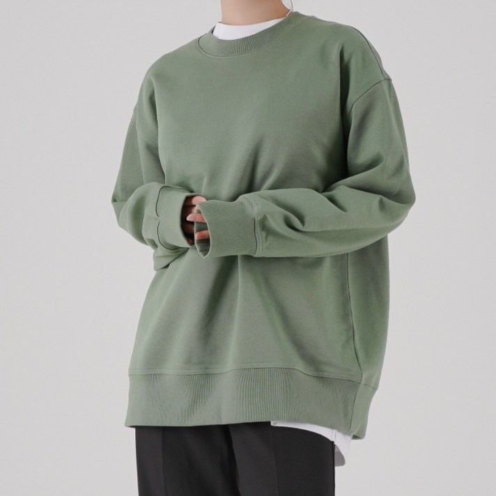 디바이티 남녀공용 오버핏 무지 맨투맨