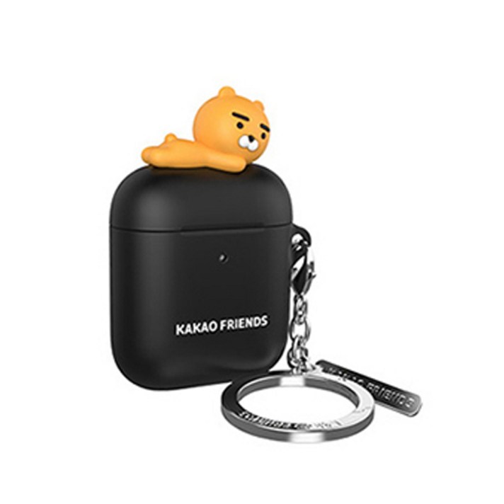 카카오프렌즈 피규어 에어팟 하드케이스, 블랙 라이언