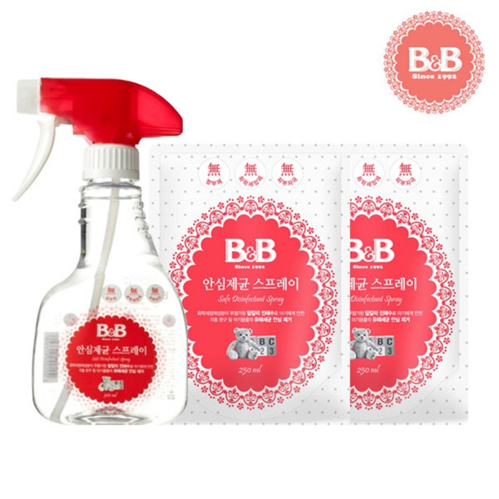 비앤비 안심제균 스프레이 용기 300ml1개+ 리필250ml2개 제균스프레이, 1세트
