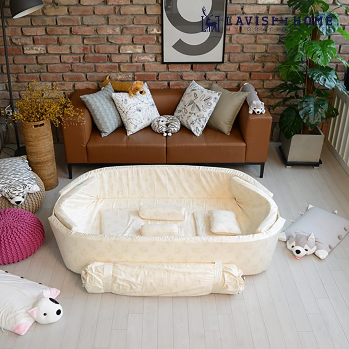라비쉬홈 Baby bumper Set 대형 유아범퍼침대, 아이보리(오가닉)