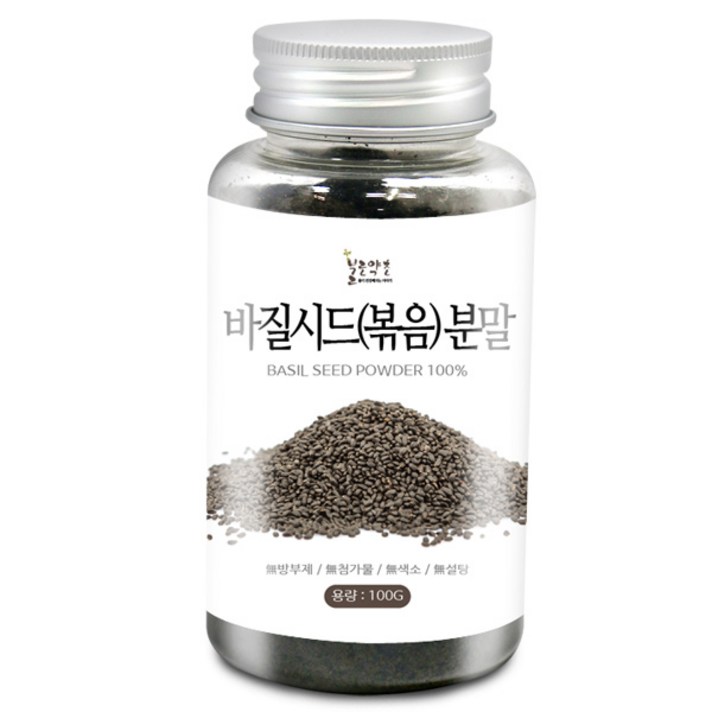 기타 바질시드(볶음) 분말(인도) 100g(플라스틱통) 바질 씨앗 씨드 가루, 1개