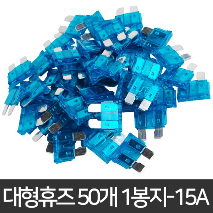 라온공구 자동차휴즈 휴즈 퓨즈 관휴즈 차량용 유리관 차량휴즈, 8.대형휴즈 50개 1봉지-15A