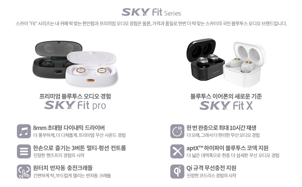 SKY 핏 엑스 10시간 연속 재생 무선 블루투스 5.0 이어폰, IM-A110, 스틸 블랙