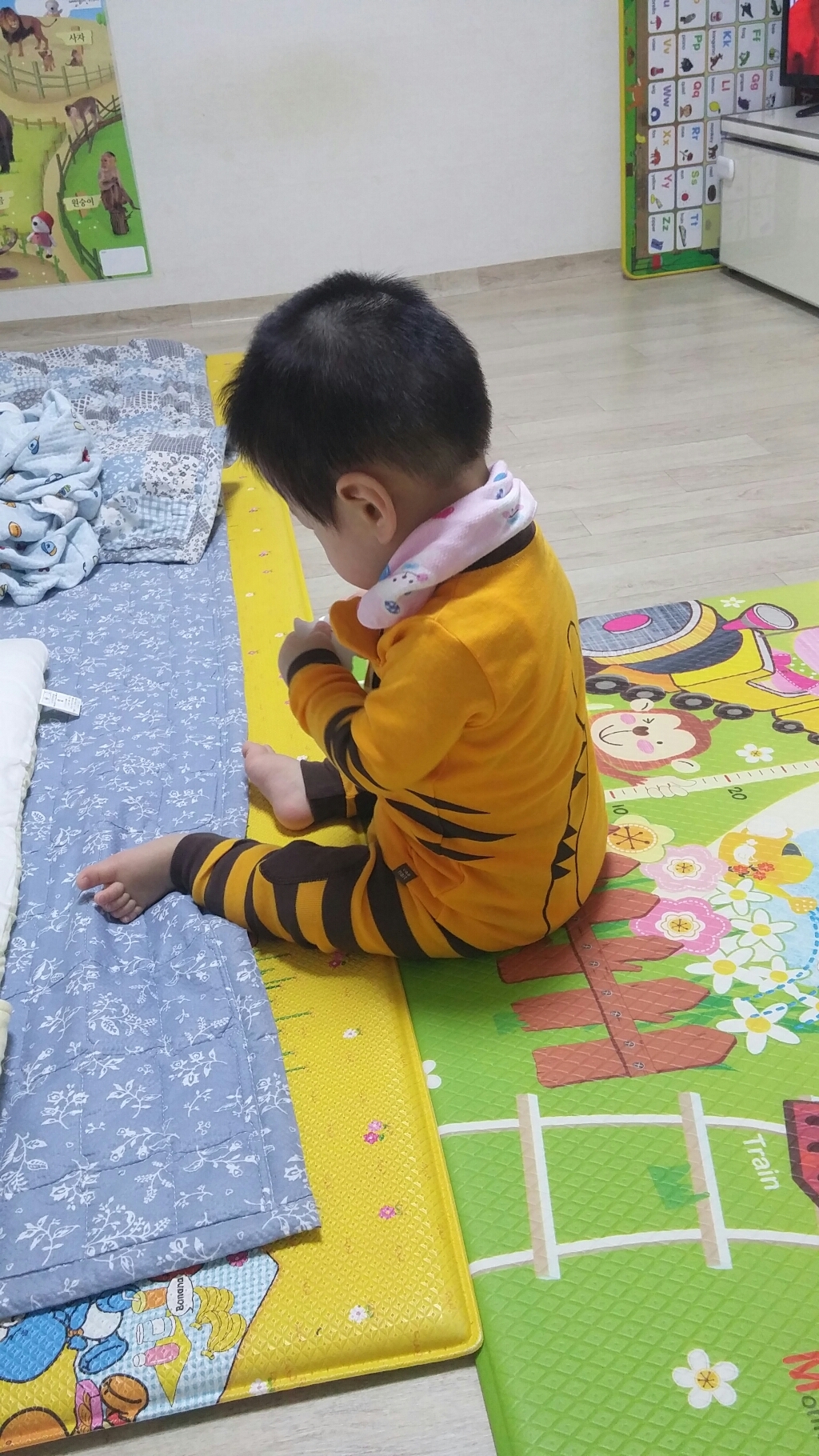 배냇베이비 긴팔)옐로티거 실내복