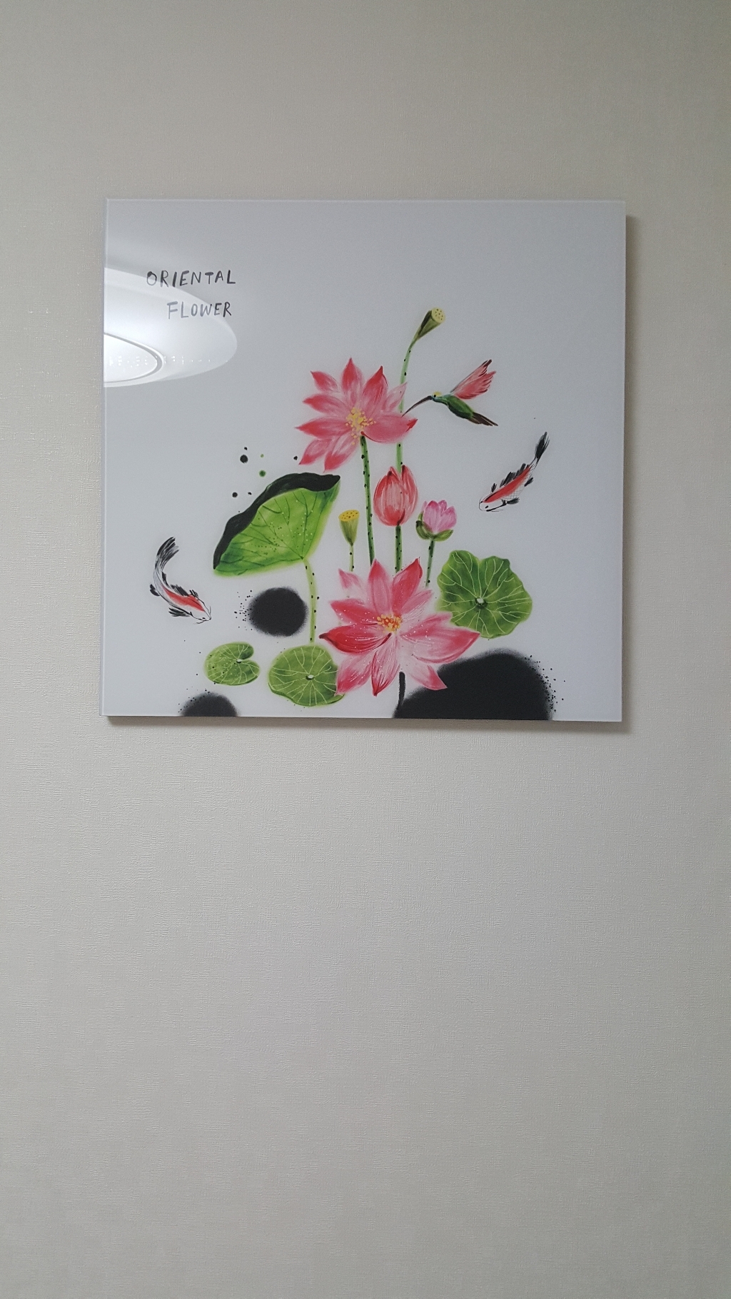 아크릴 수묵화 액자 연꽃과 잉어 690