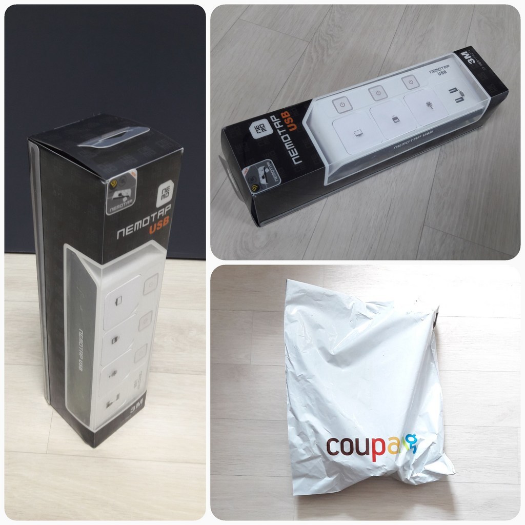 네모탭 개별형 멀티탭 3구 USB 2포트 NB-3 USB 블랙