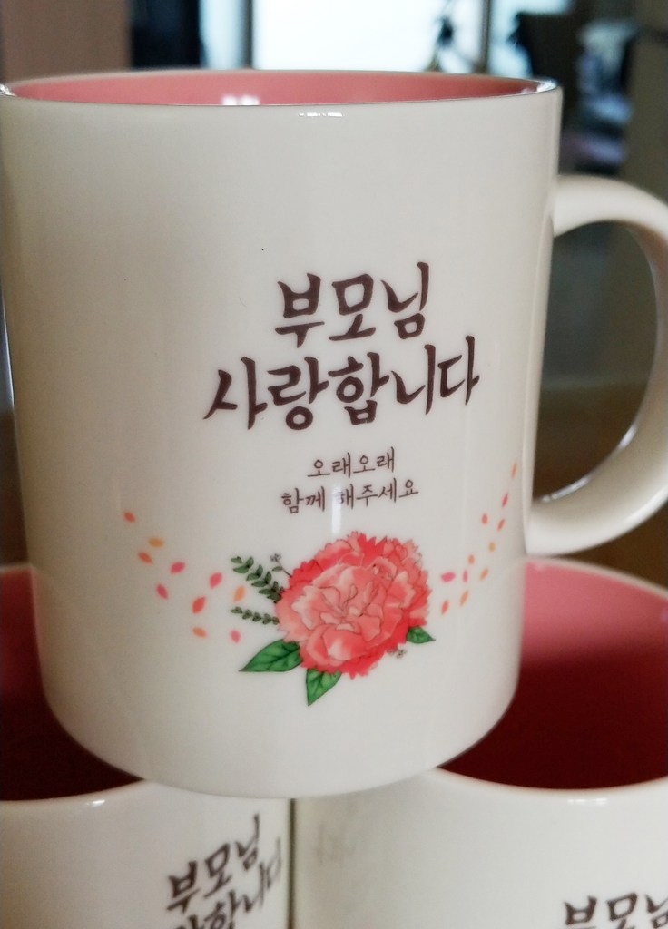 핸드토리 분홍 카네이션 부모님 사랑합니다 오래오래 함께 해 주세요 머그컵