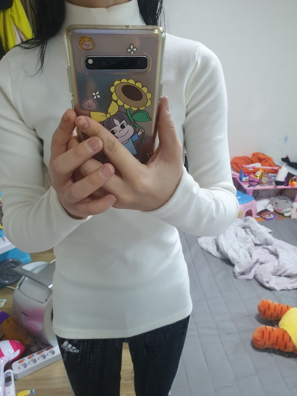 티데일리 여성용 스판 목폴라 소프트기모 긴팔 티셔츠 이너 목티