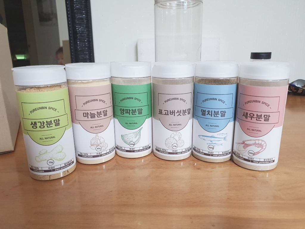 푸른빈 천연 조미료 6종 새우 마늘 양파 표고버섯 멸치 생강 분말 가루 리뷰후기