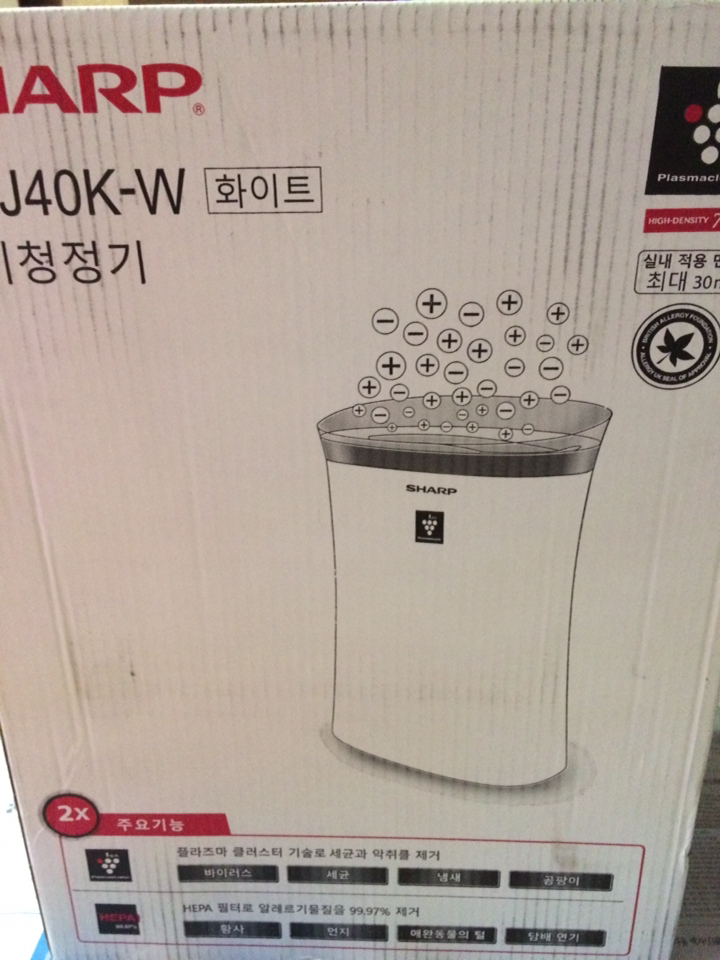 SHAR 플라즈마 클러스터 이온 공기청정기 가정용 F-J40K-W 30㎡