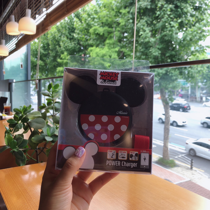 디즈니 미키마우스 쓰리서클 미러 보조배터리 Ah USB