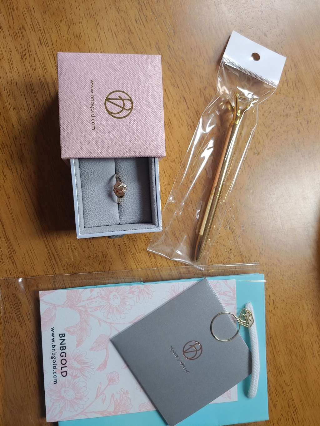 [비앤비골드]14K 하트 플라워 2줄 콤비 반지 NAR7588