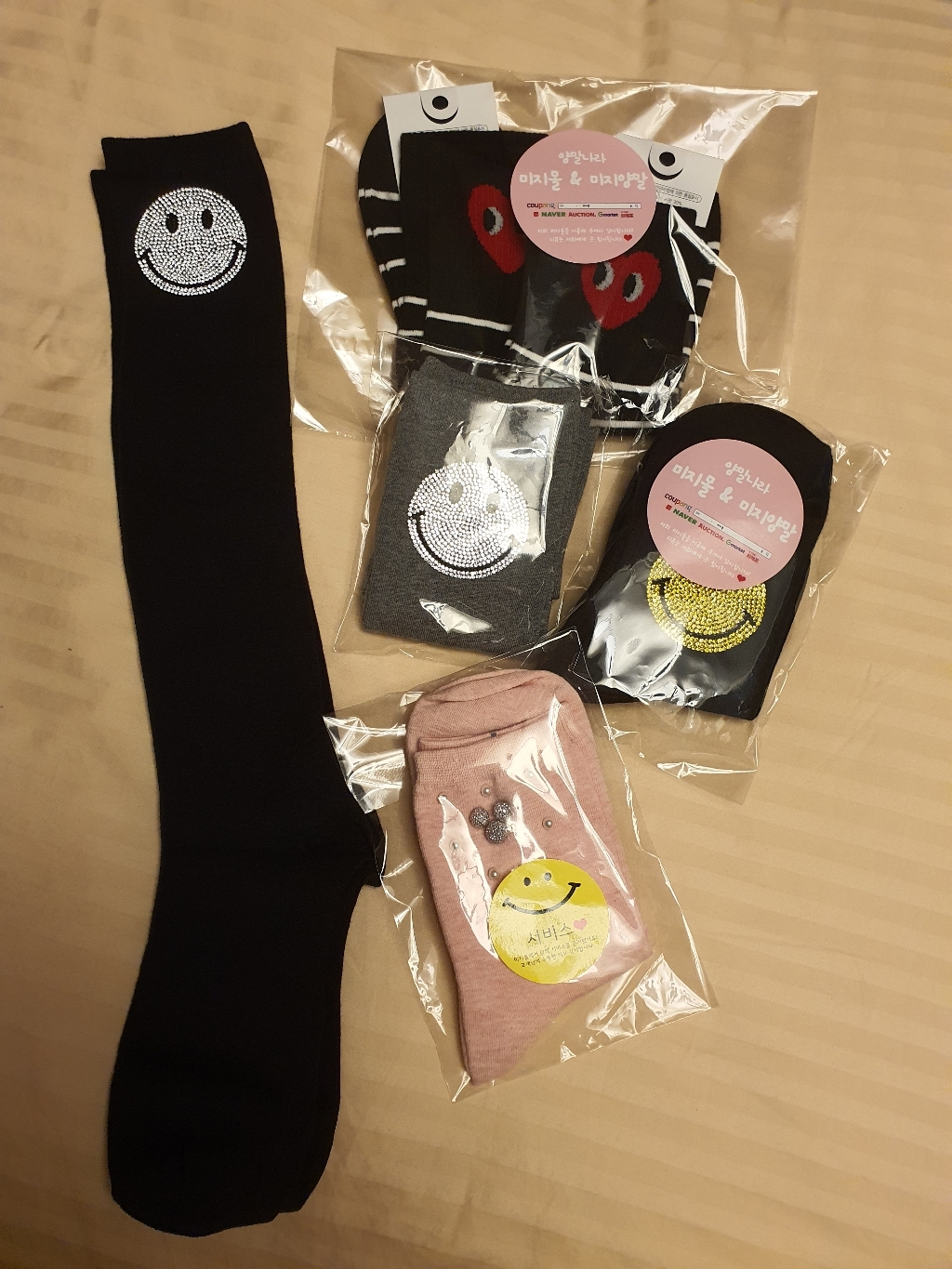 MJ SOX 자체제작 반짝이 스마일 큐빅 양말 리뷰후기