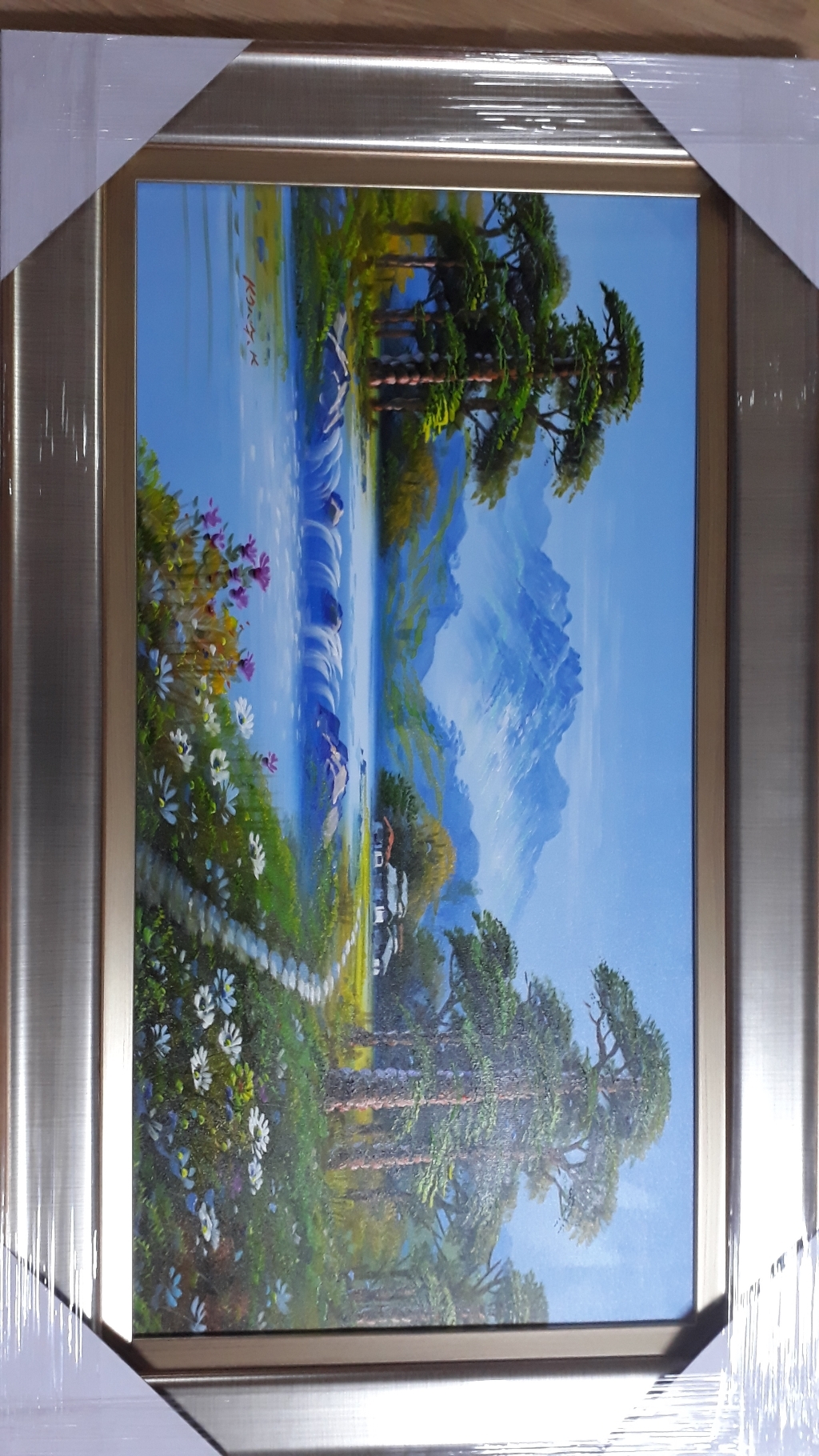 산수화그림 풍경화 그림 액자 유화 부자되는 재물들어오는 풍수그림 현관 거실 그림 유화그림