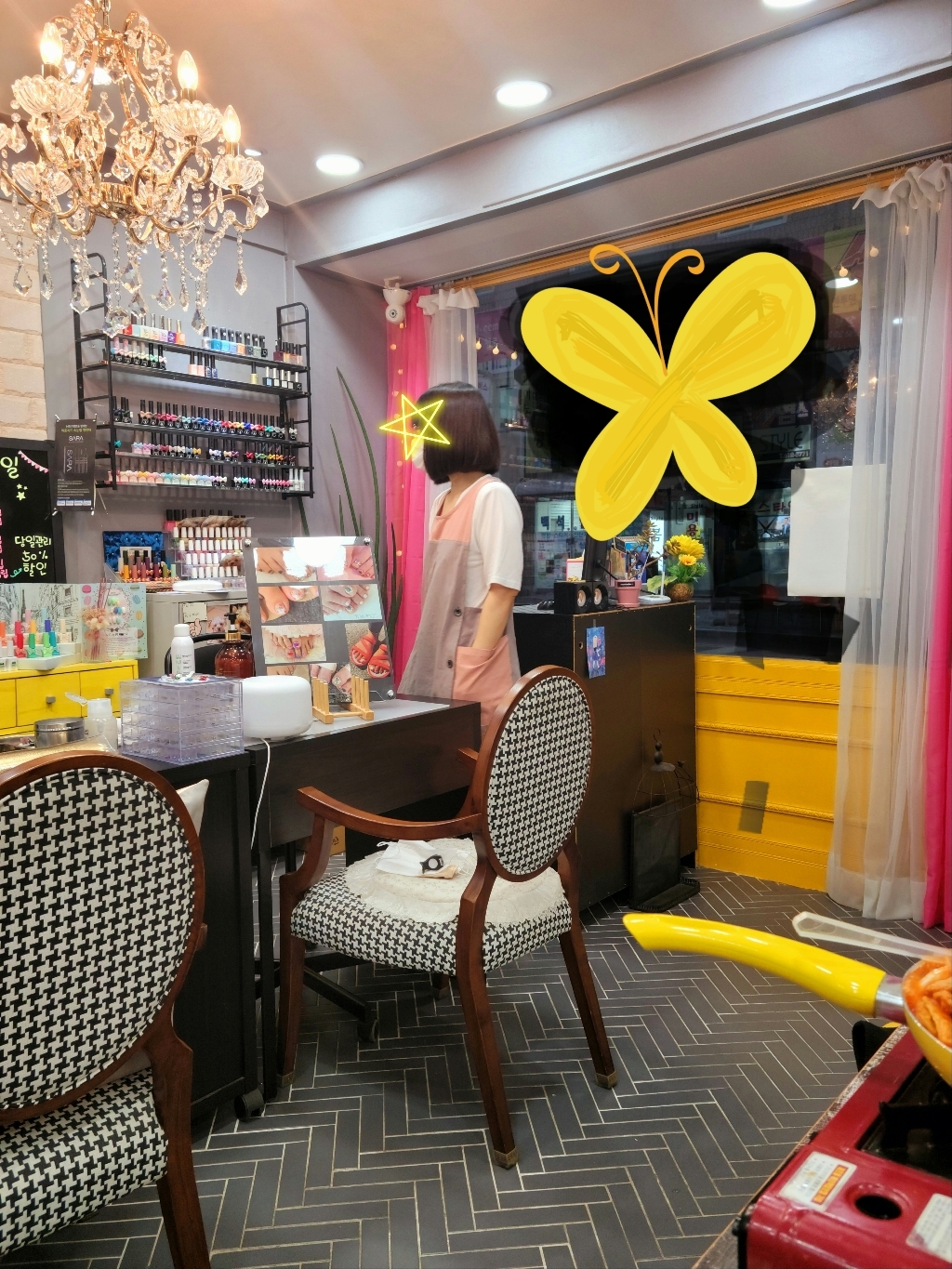 데코에버 데일리투톤 원피스앞치마 선생님 앞치마